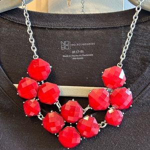 New York and Co. red cluster statement necklace